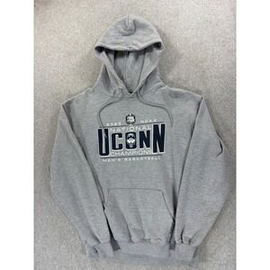 UCONN Huskies Champion National Champions Hoodie Sweatshirt (Men's Large) Gray